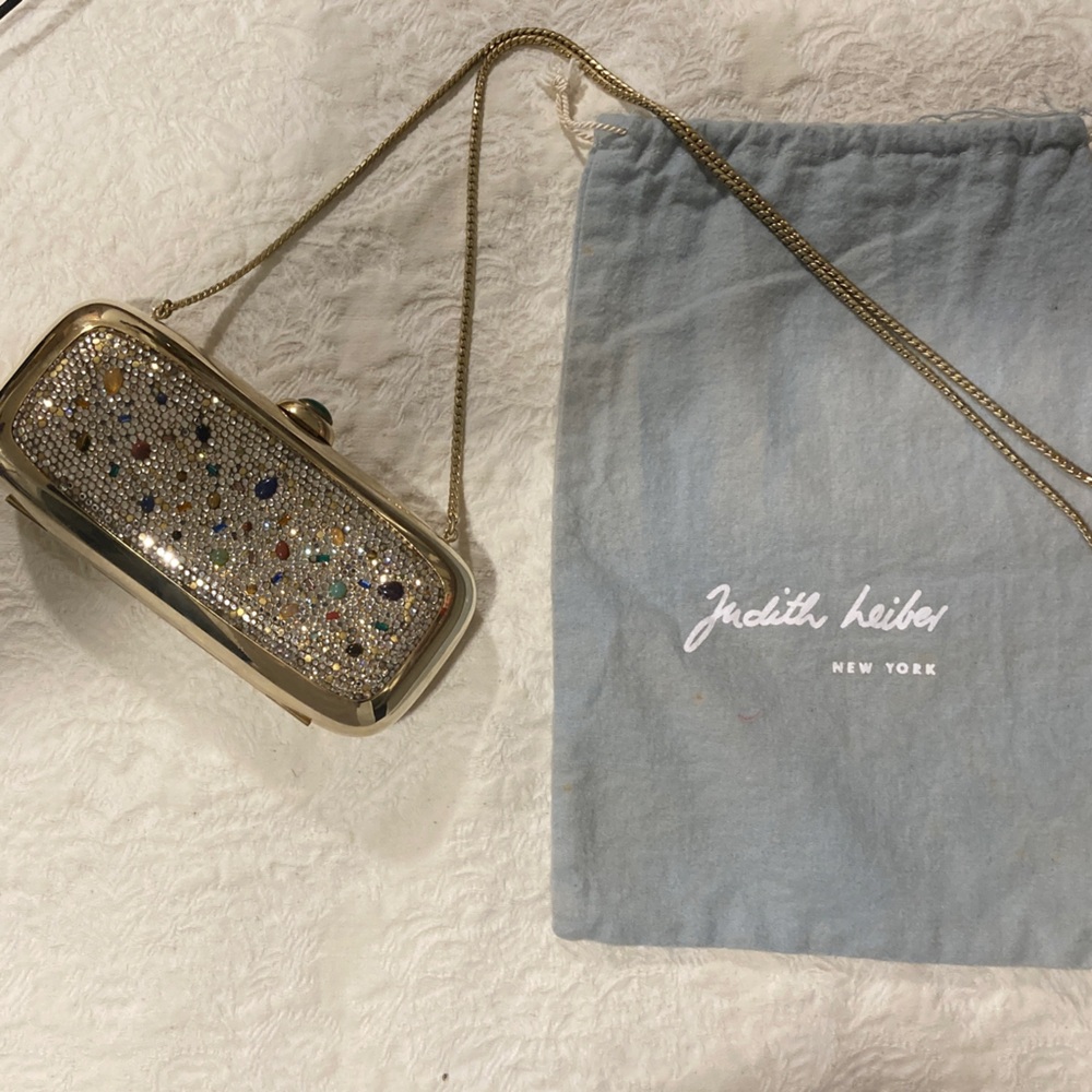 Judith Leiber Multicolored Crystal Gold Clutch -